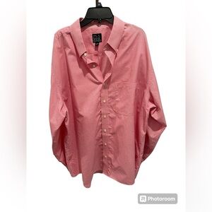 Jos A Bank Button Down Dress‎ Shirt Reddish Pink and White Size XL EUC